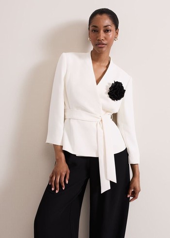 Phase Eight Sophin Ivory Corsage Jackets White Australia | XJ2497638